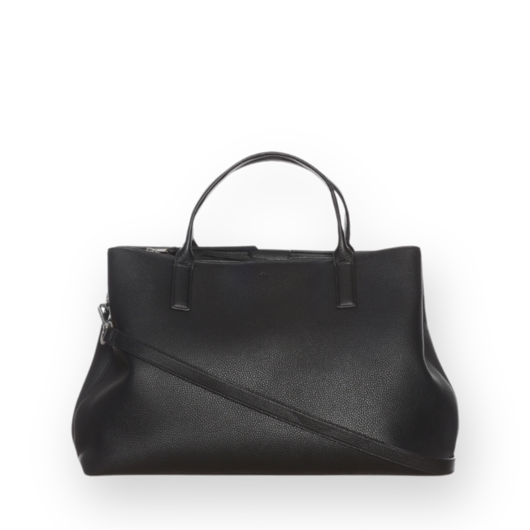 ELA HANDBAGS - WORKBAG TOTE IN BLACK VEGAN LEATHER
