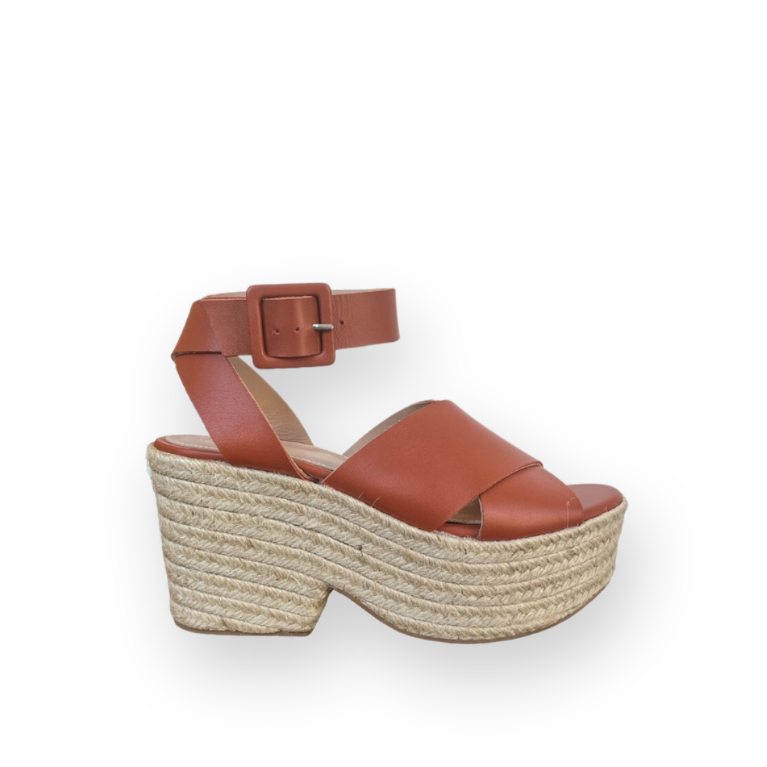 ALOHAS - LYLA PLATFORM WEDGE SANDAL IN TAN LEATHER