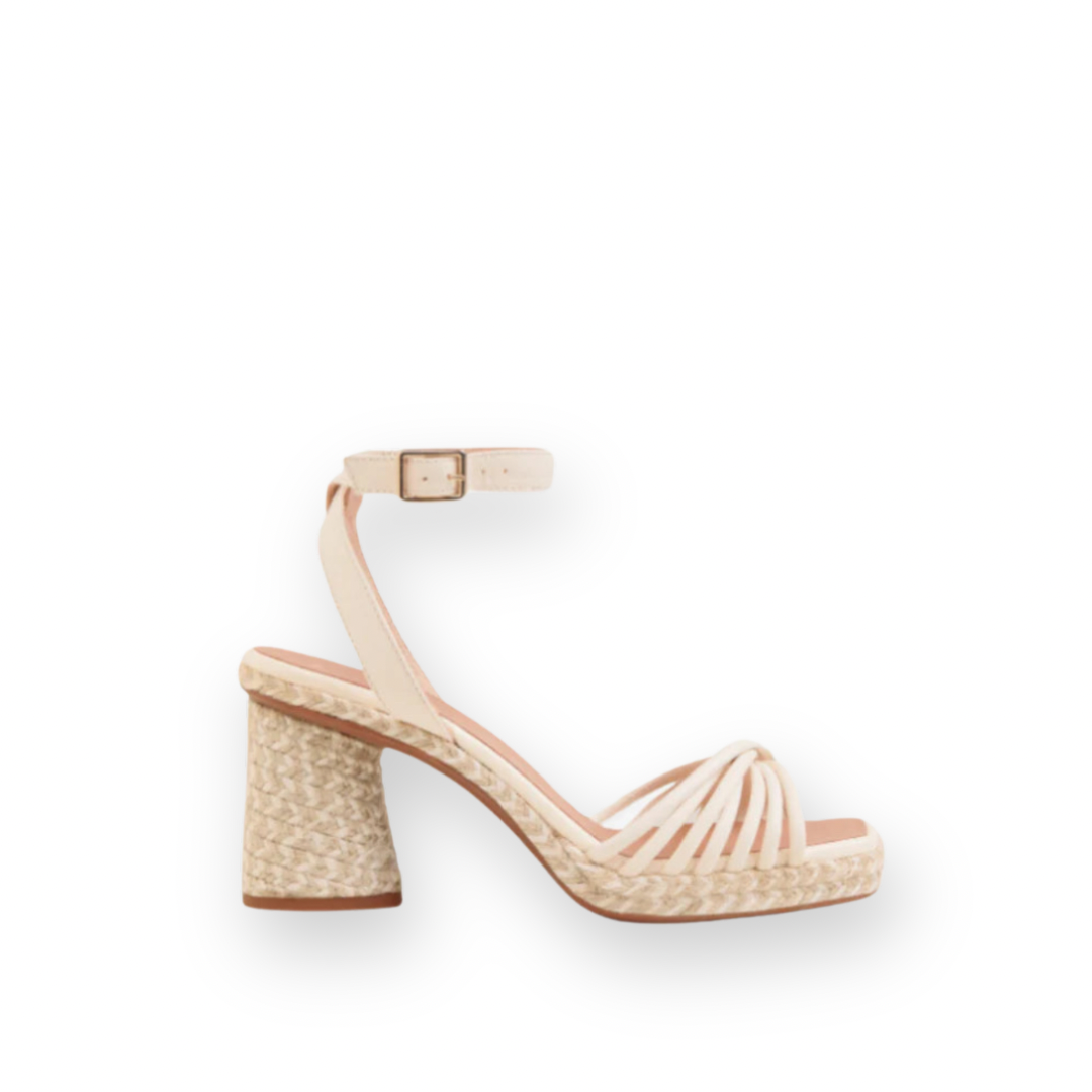 ATELIERS - ESTELLE HEELED SANDAL IN OFF WHITE LEATHER