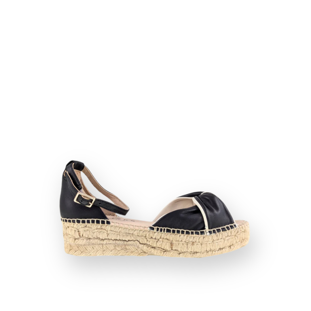 ATELIERS - MAYA PLATFORM SANDAL IN BLACK/OFF WHITE LEATHER