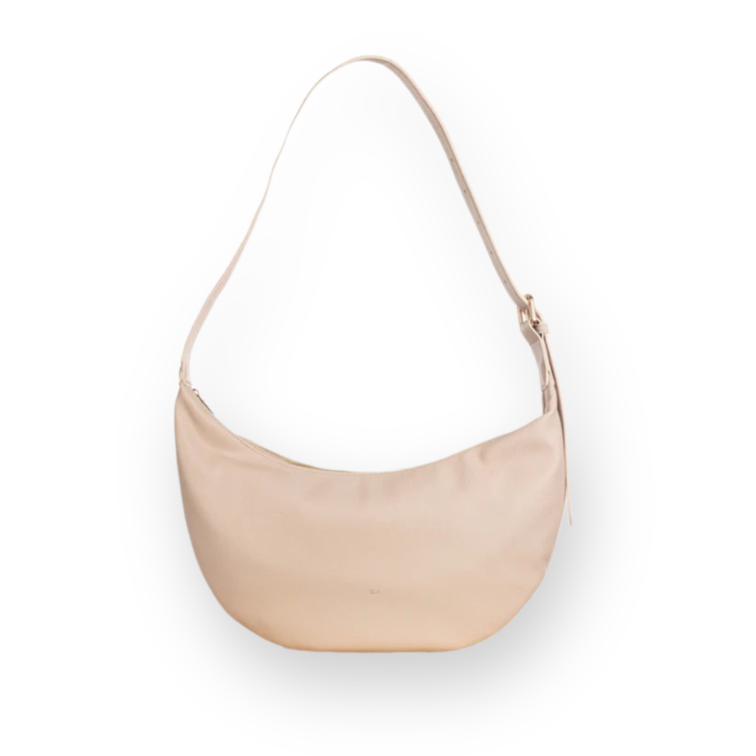 ELA HANDBAGS - SLOUCHY CROSSBODY BAG IN ECRU PEBBLED VEGAN LEATHER