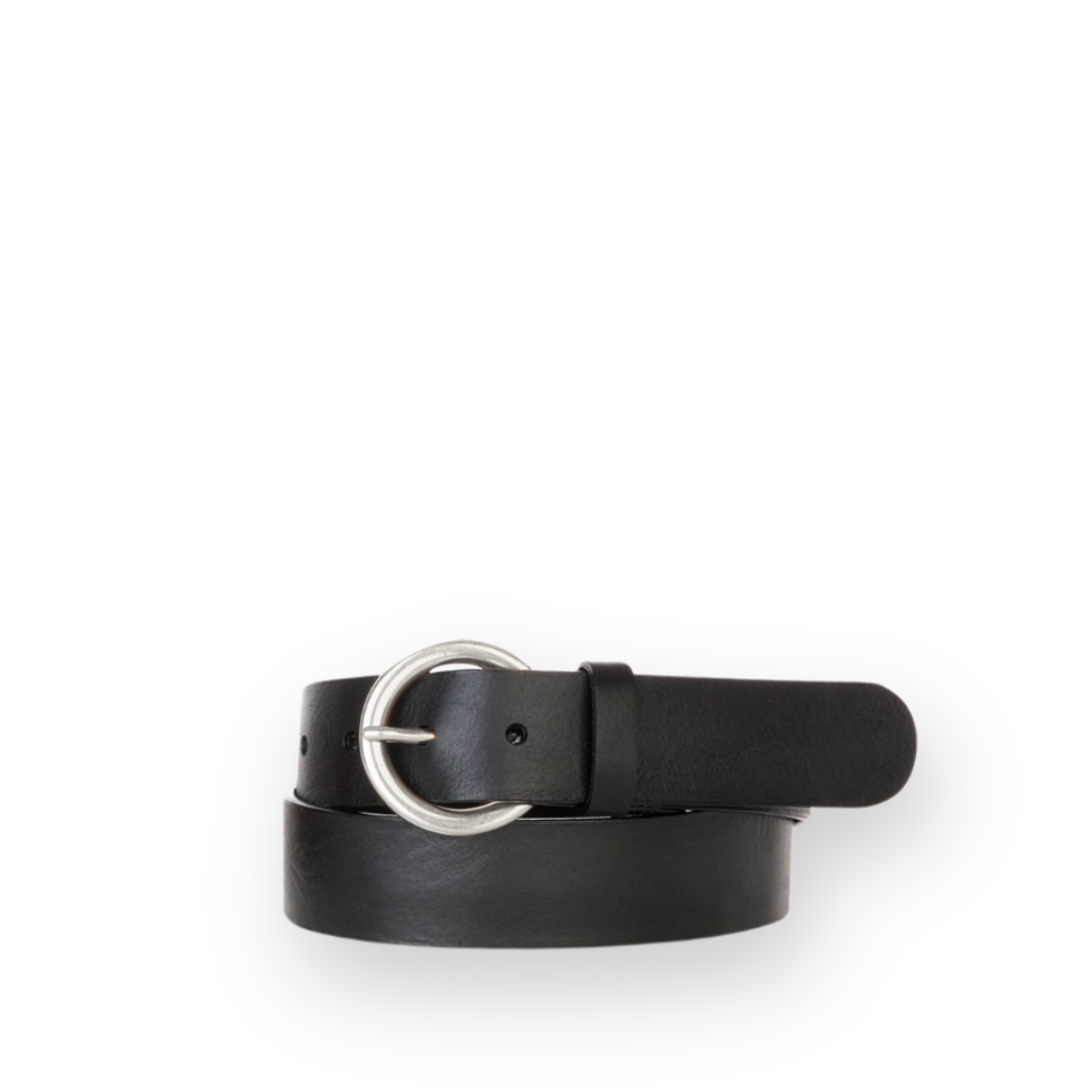 BRAVE LEATHER - WOMEN'S MILENA BELT IN BLACK LEATHER/SILVER HARDWARE