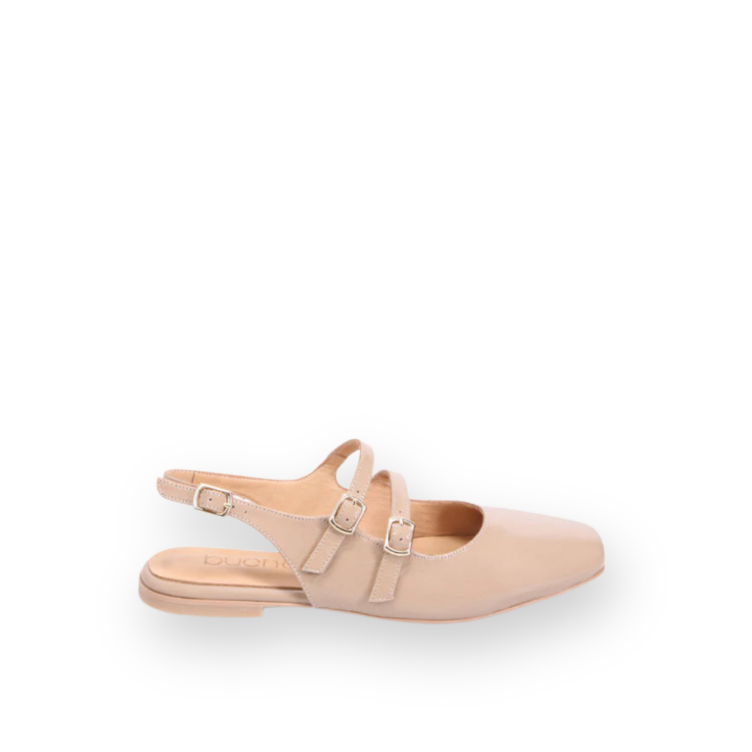 BUENO - ESTELLA SLINGBACK FLAT IN TAUPE PATENT LEATHER