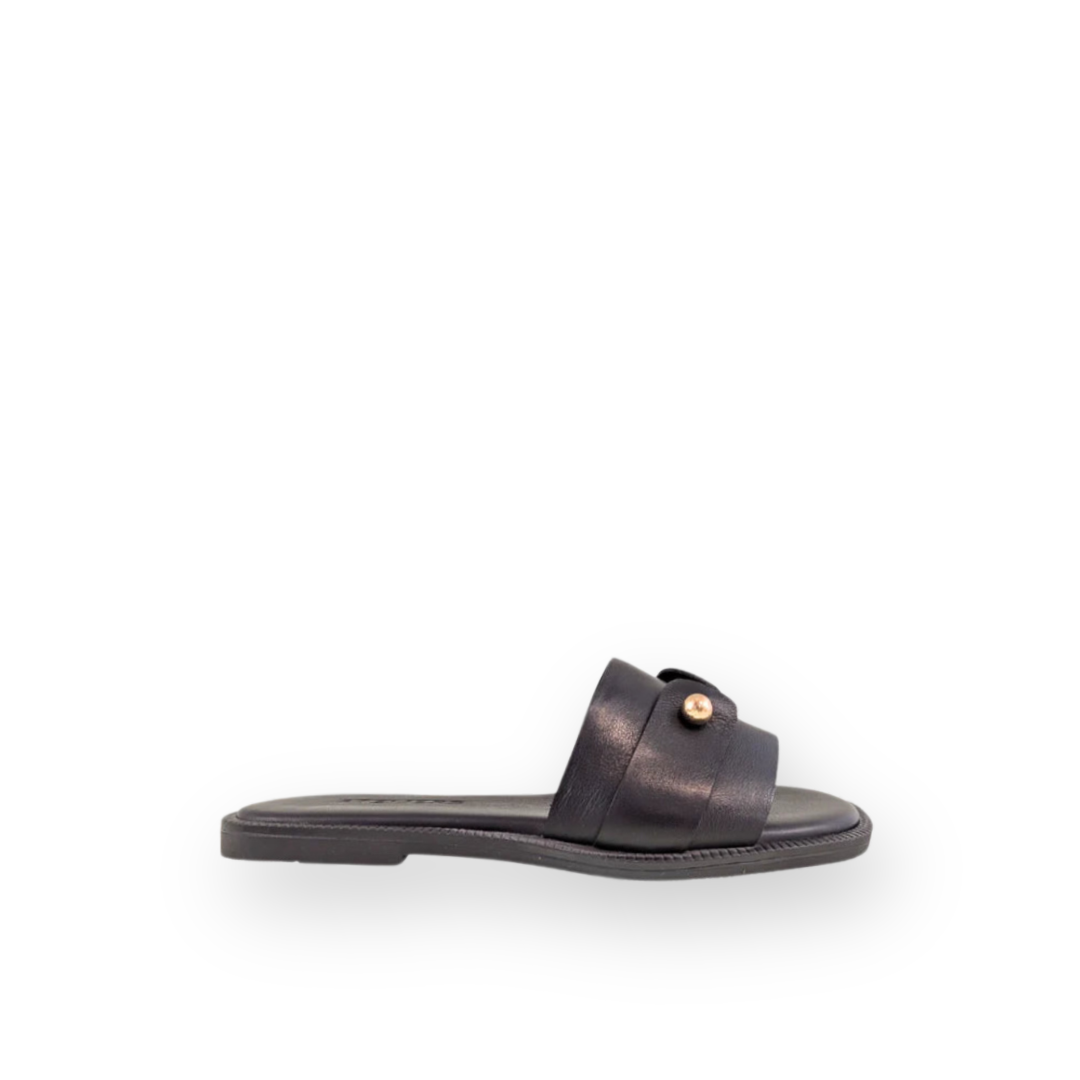 ATELIERS - FALERIA SLIDE SANDAL IN BLACK LEATHER