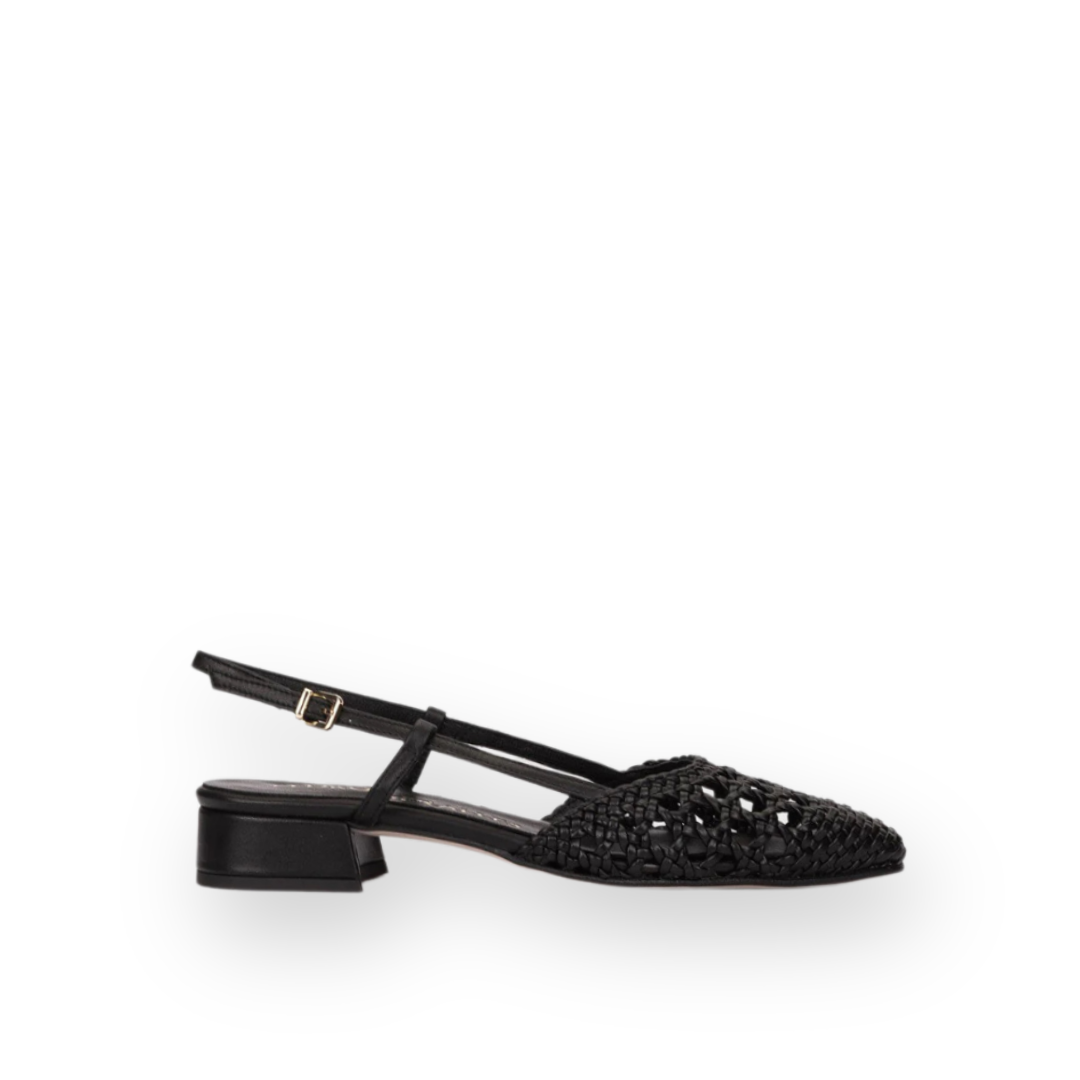 PEDRO MIRALLES - ALICANTE SLINGBACK PUMP IN BLACK LEATHER