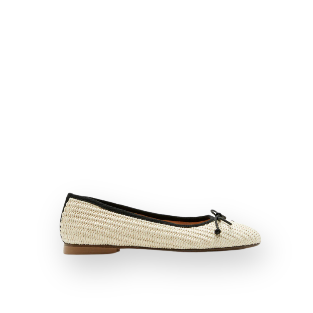 SISTER X SOEUR - ELLE FLAT IN BEIGE RAFFIA
