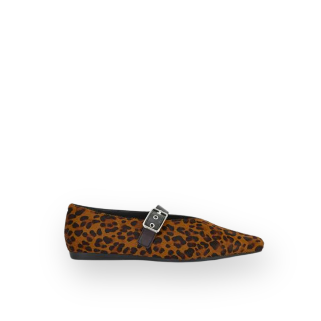 VAGABOND SHOEMAKERS - WIOLETTA MARY-JANE FLAT IN LEOPARD PONY HAIR