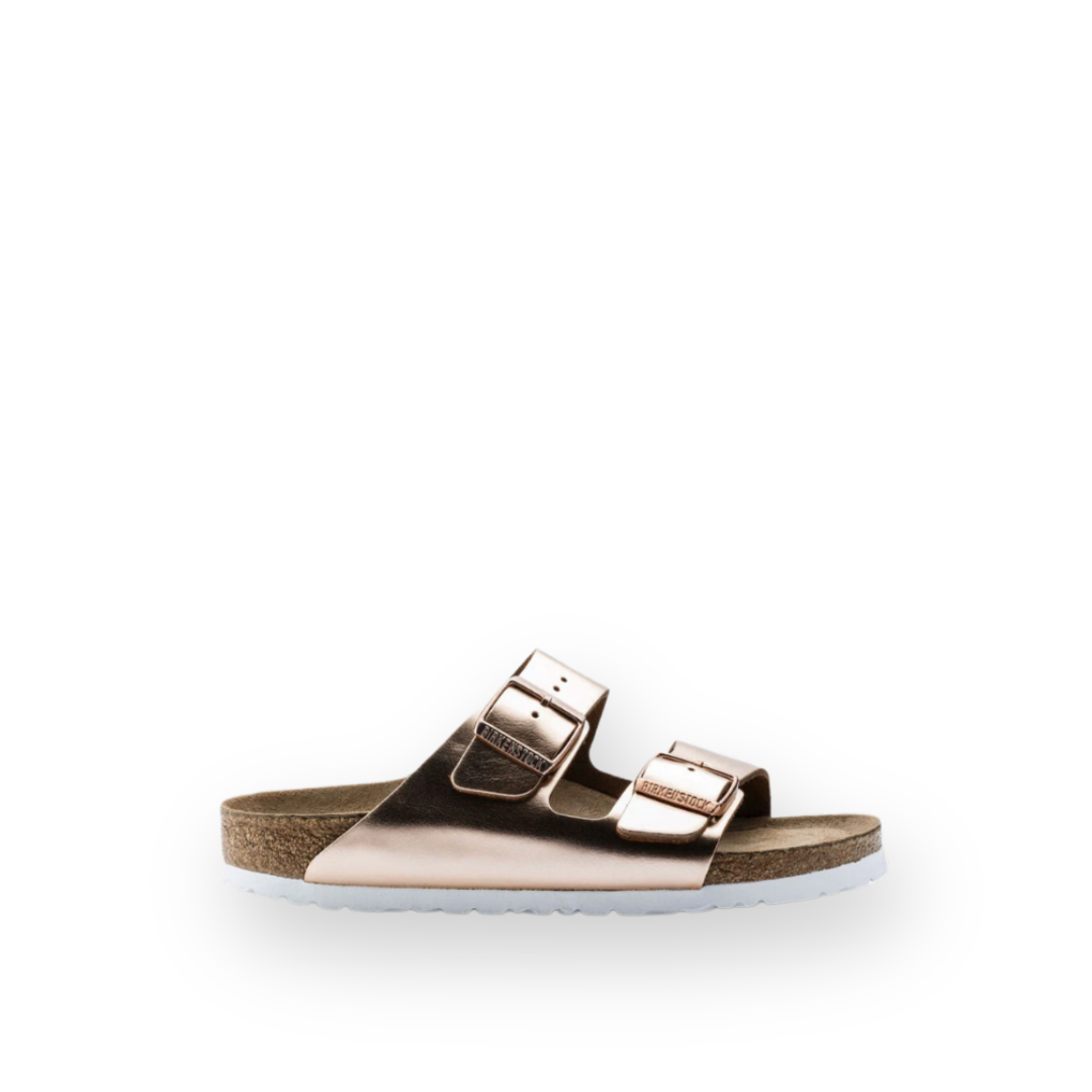BIRKENSTOCK - ARIZONA SOFT FOOTBED SANDAL IN METALLIC COPPER LEATHER