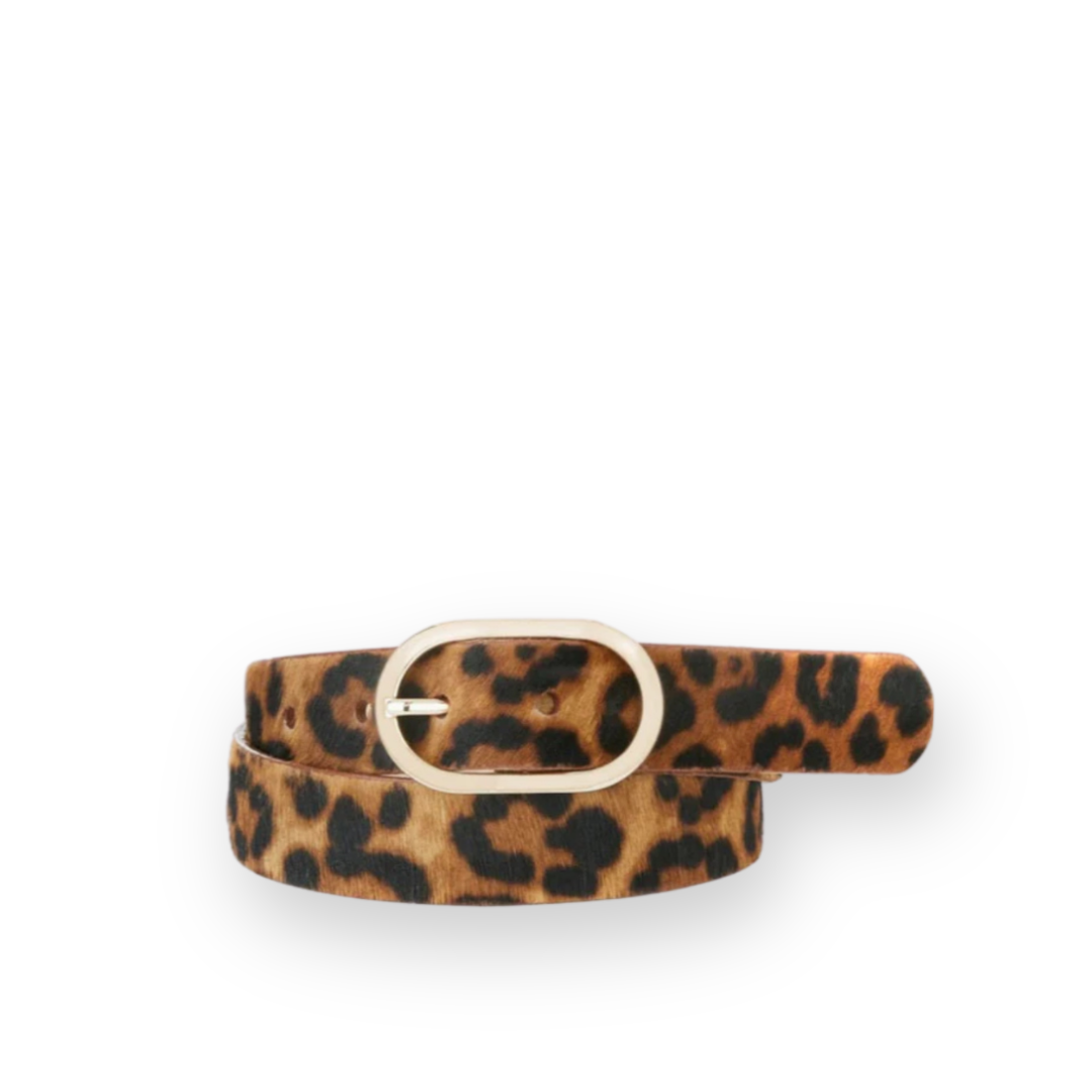 BRAVE LEATHER - WOMEN'S KEZIA BELT IN PERSIAN LEOPARD PONY HAIR/GOLD HARDWARE