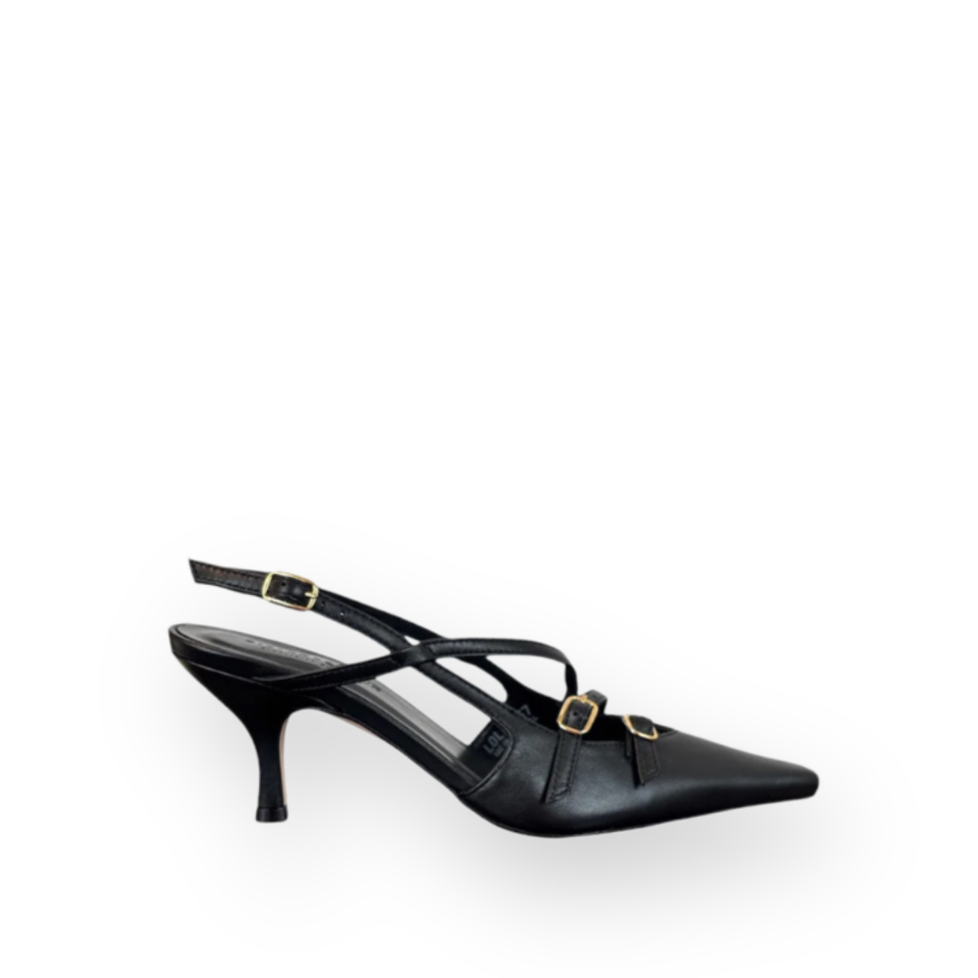 SISTER X SOEUR - LOLA SLINGBACK PUMP IN BLACK LEATHER