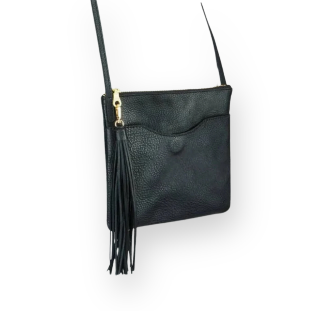 BRAVE LEATHER - DAFNE CROSSBODY BAG IN BLACK LEATHER