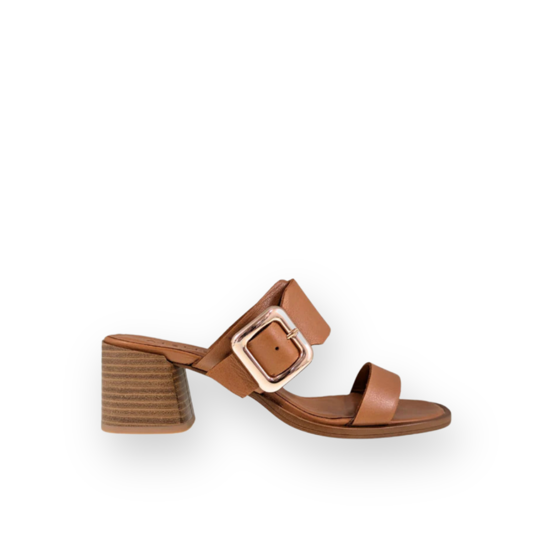 ATELIERS - DANTE HEELED SANDAL IN TAN LEATHER