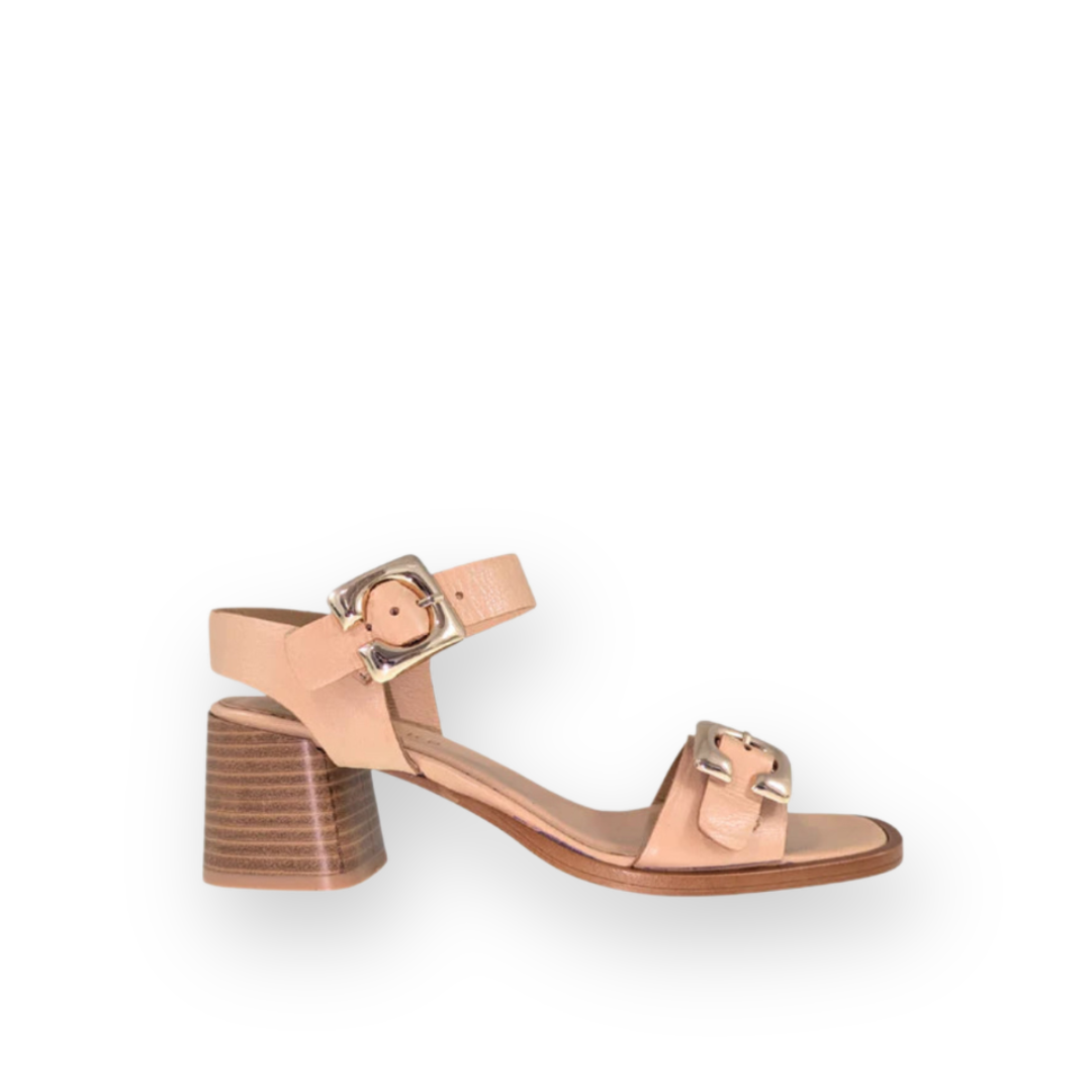 ATELIERS - DINA HEELED SANDAL IN BEIGE LEATHER