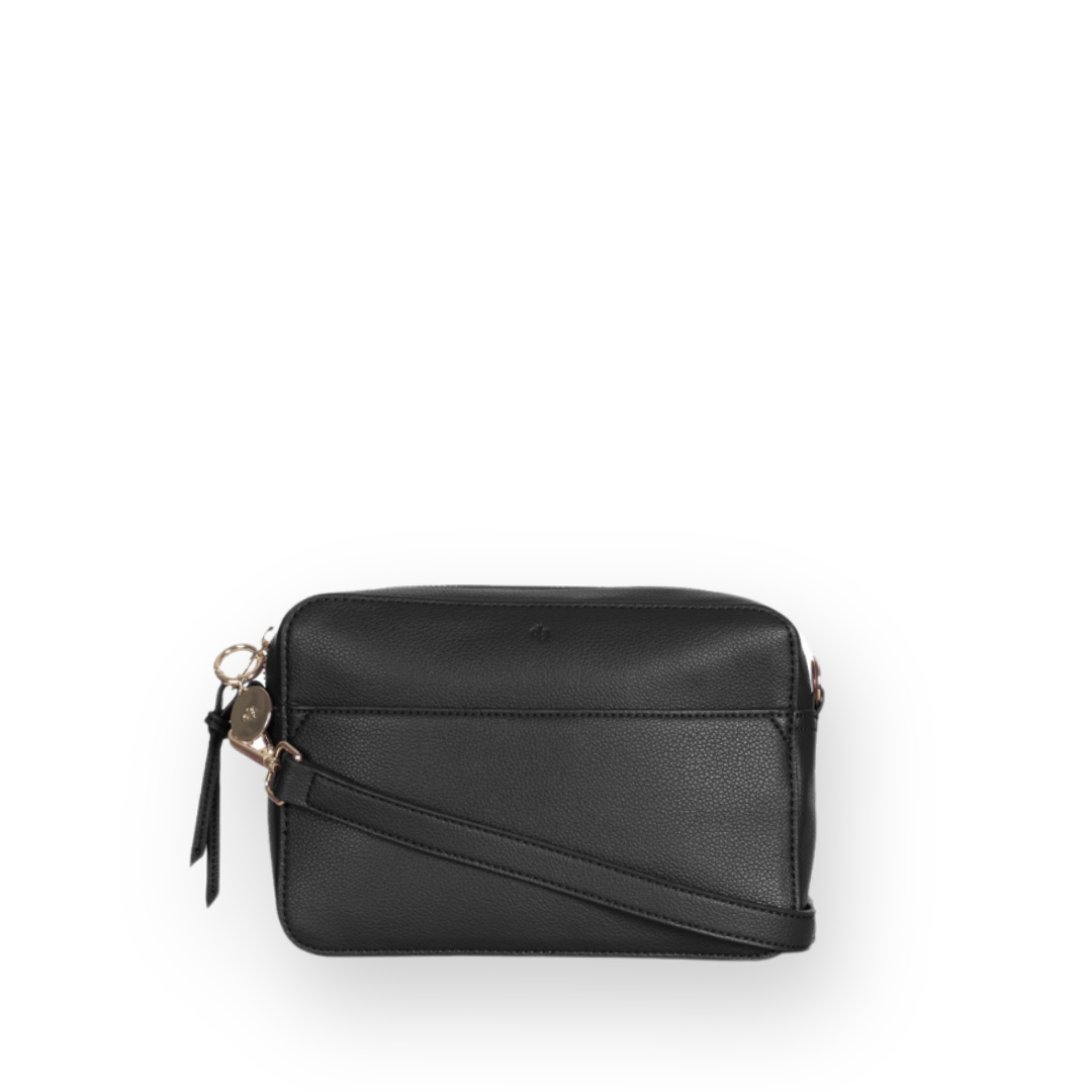 ELA HANDBAGS - MINI BLOOM BAG IN BLACK PEBBLE VEGAN LEATHER