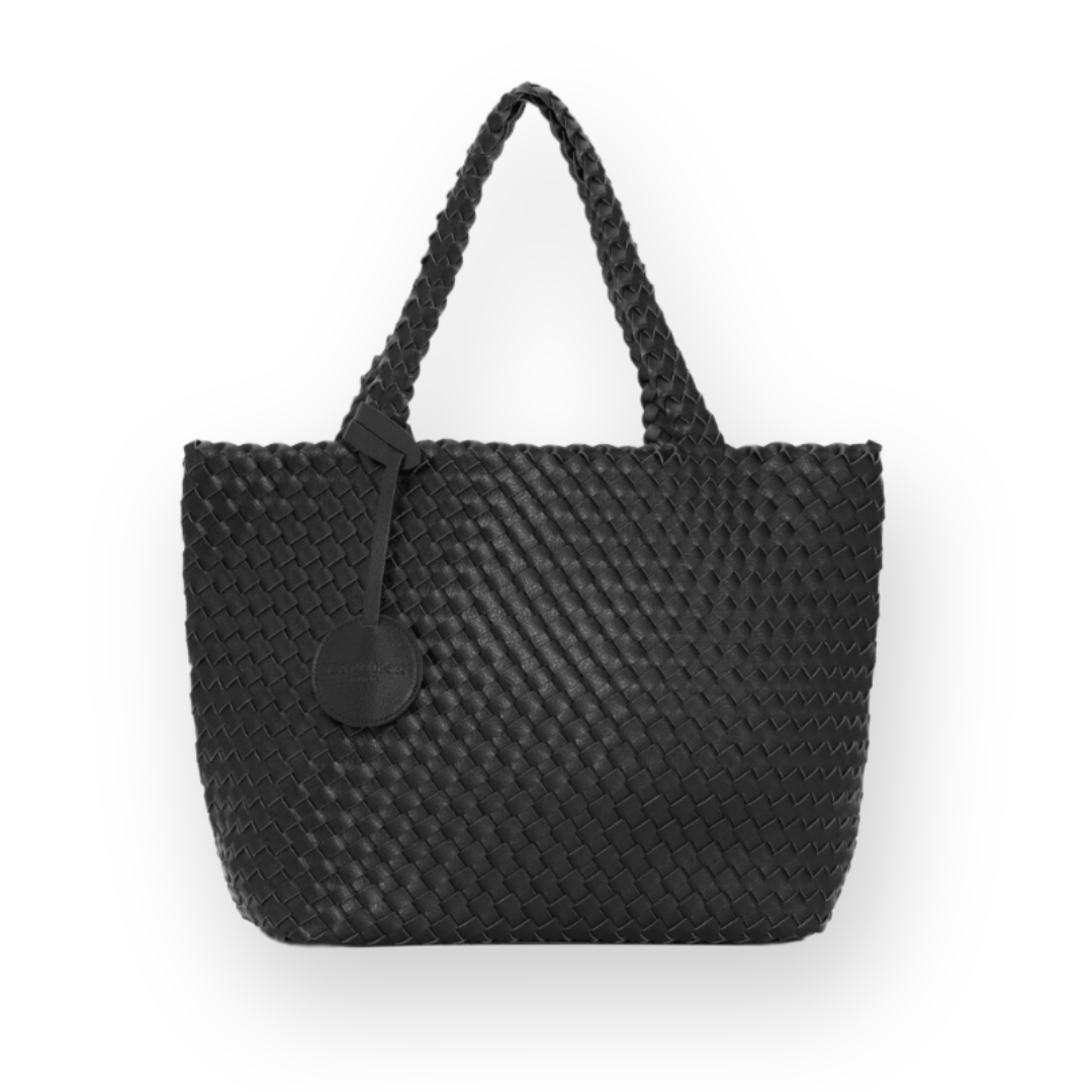 ILSE JACOBSEN - REVERSIBLE TOTE BAG08 IN BLACK/GUNMETAL FAUX LEATHER