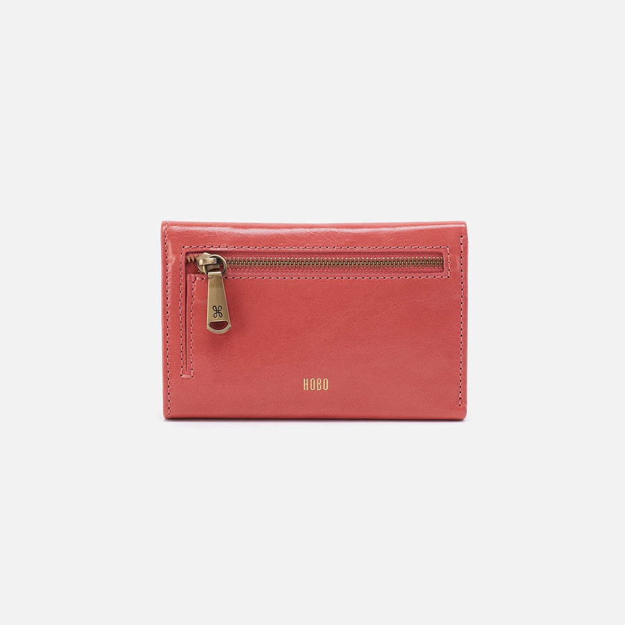 HOBO - JILL TRIFOLD WALLET IN CHERRY BLOSSOM POLISHED LEATHER