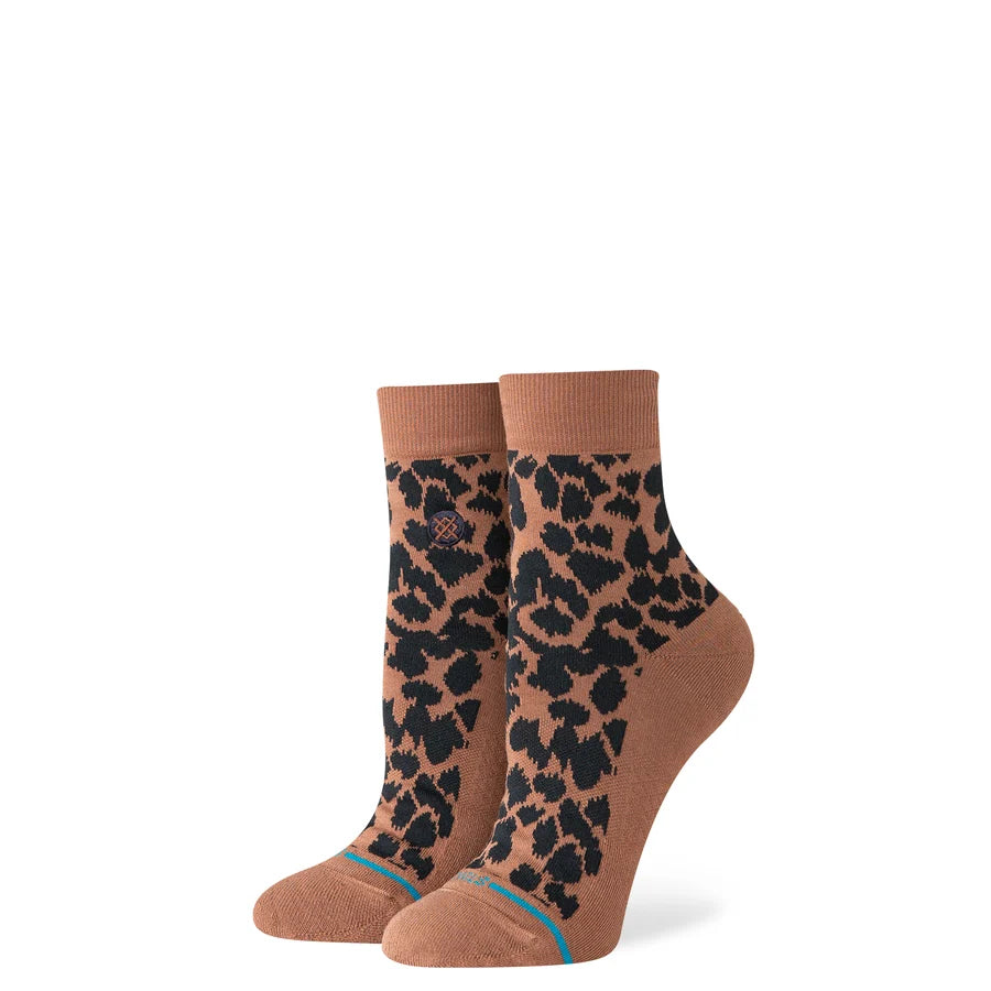 STANCE - W LOVE LEOPARD QUARTER SOCK IN BROWN