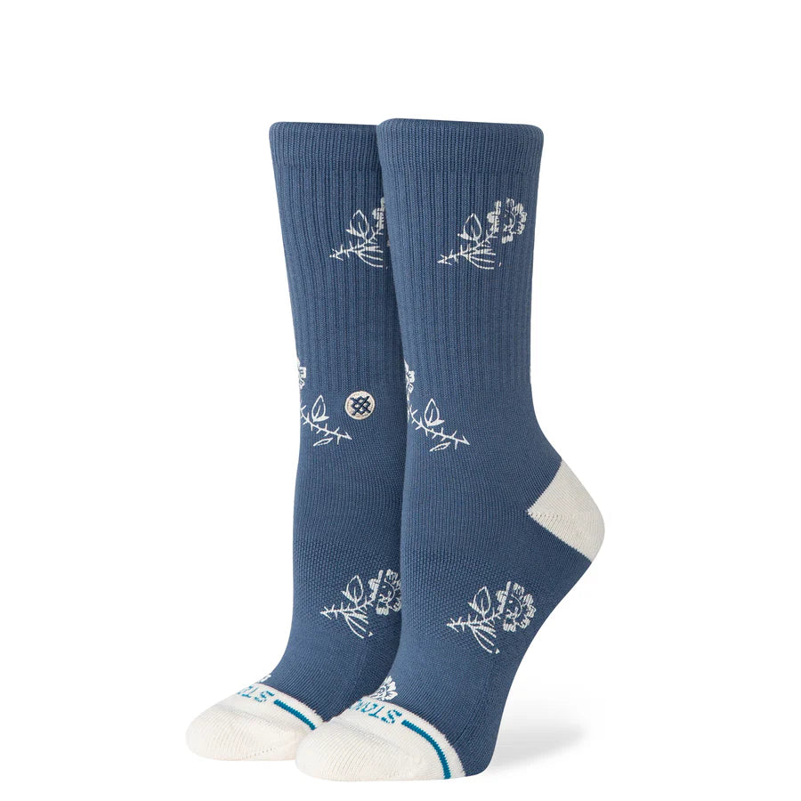 STANCE - W PETITE BLOOM CREW SOCK IN SEABLUE