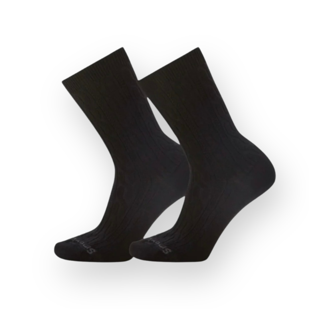 SMARTWOOL - EVERYDAY CABLE CREW SOCKS IN BLACK - 2 PACK