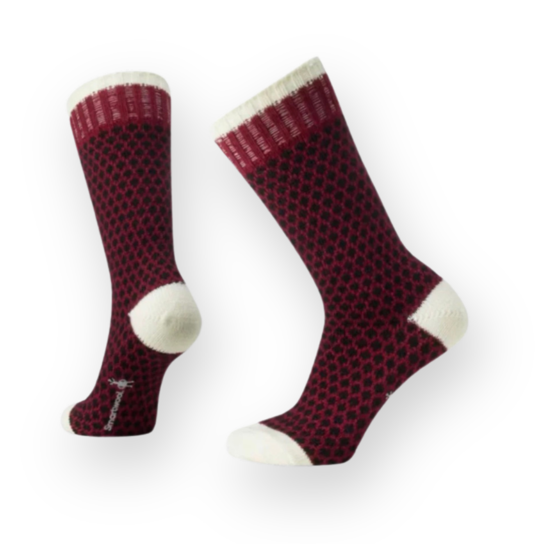 SMARTWOOL - EVERYDAY COZY POPCORN POLKA DOT CREW SOCK IN TIBETAN RED