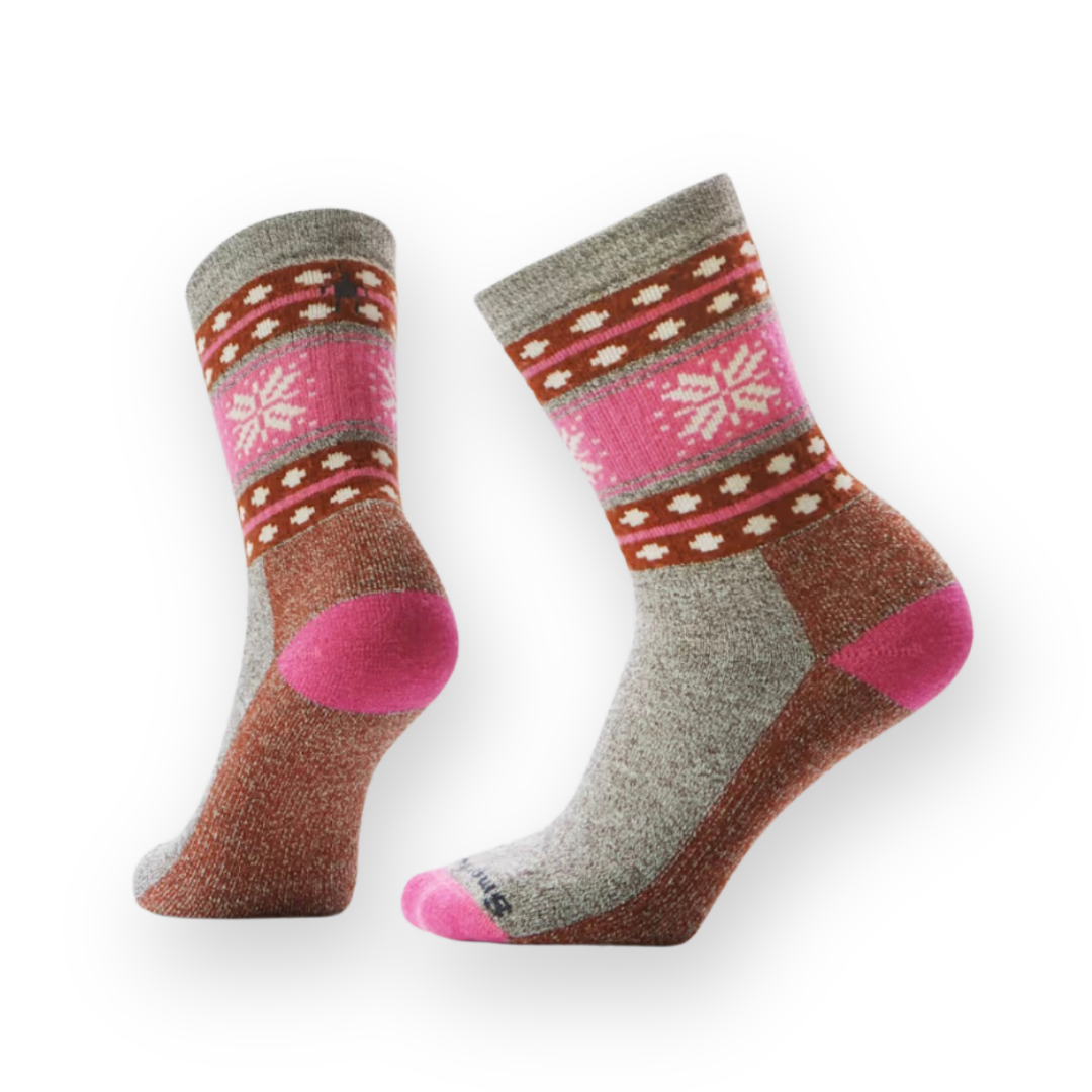 SMARTWOOL - EVERYDAY COZY SNOWFLAKE DREAM CREW SOCK IN TAUPE/NATURAL MARL