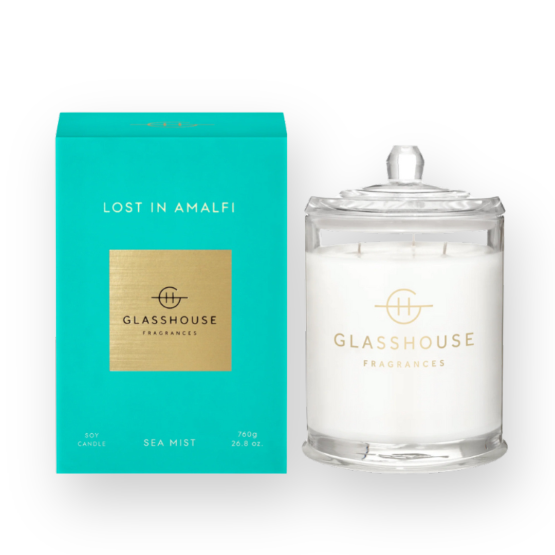 GLASSHOUSE FRAGRANCES - LARGE SOY CANDLE IN LOST IN AMALFI - 760G