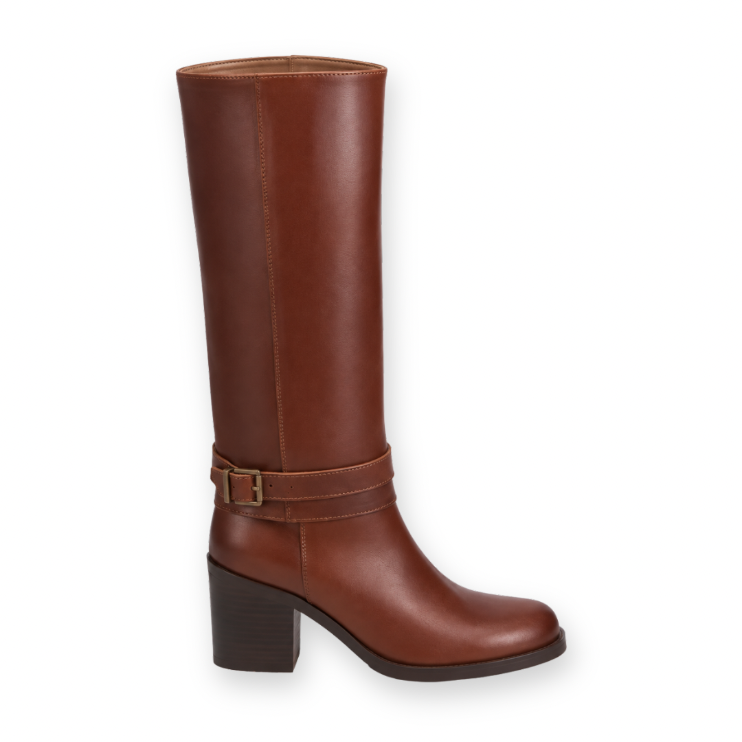 BUENO - ZARA TALL BOOT IN TOBACCO BROWN LEATHER