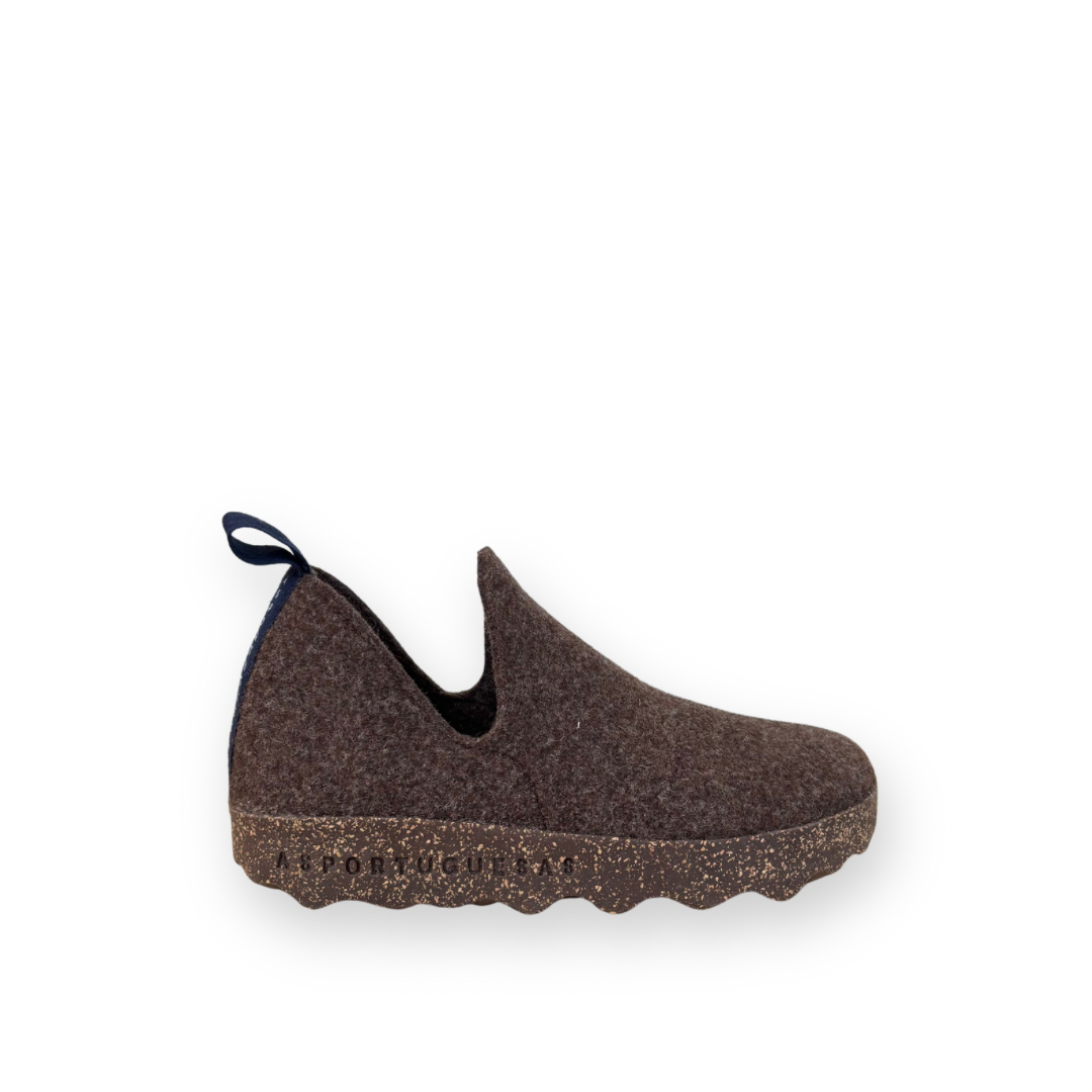 ASPORTUGUESAS - WOMEN'S CITY SLIP ON IN DARK BROWN WOOL