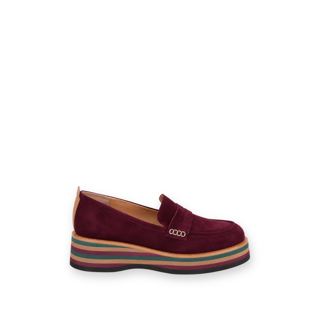 DJANGO & JULIETTE - GLAMMS PLATFORM LOAFER IN BORDO SUEDE