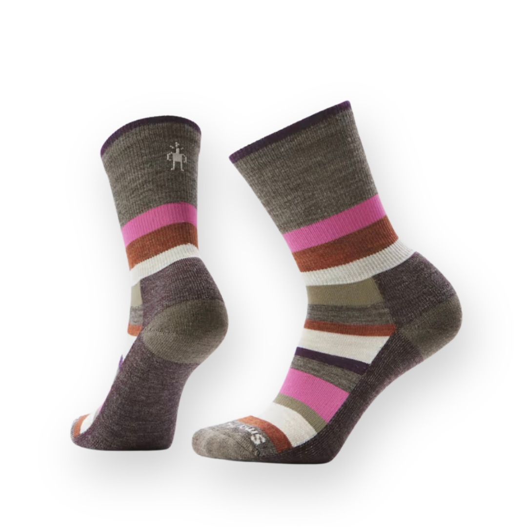 SMARTWOOL - EVERYDAY MULTI STRIPE CREW SOCK IN TAUPE