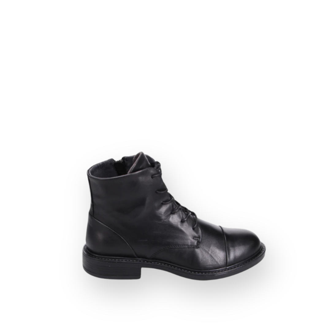 MIZ MOOZ - MYSTERY LACE UP BOOTIE IN BLACK LEATHER