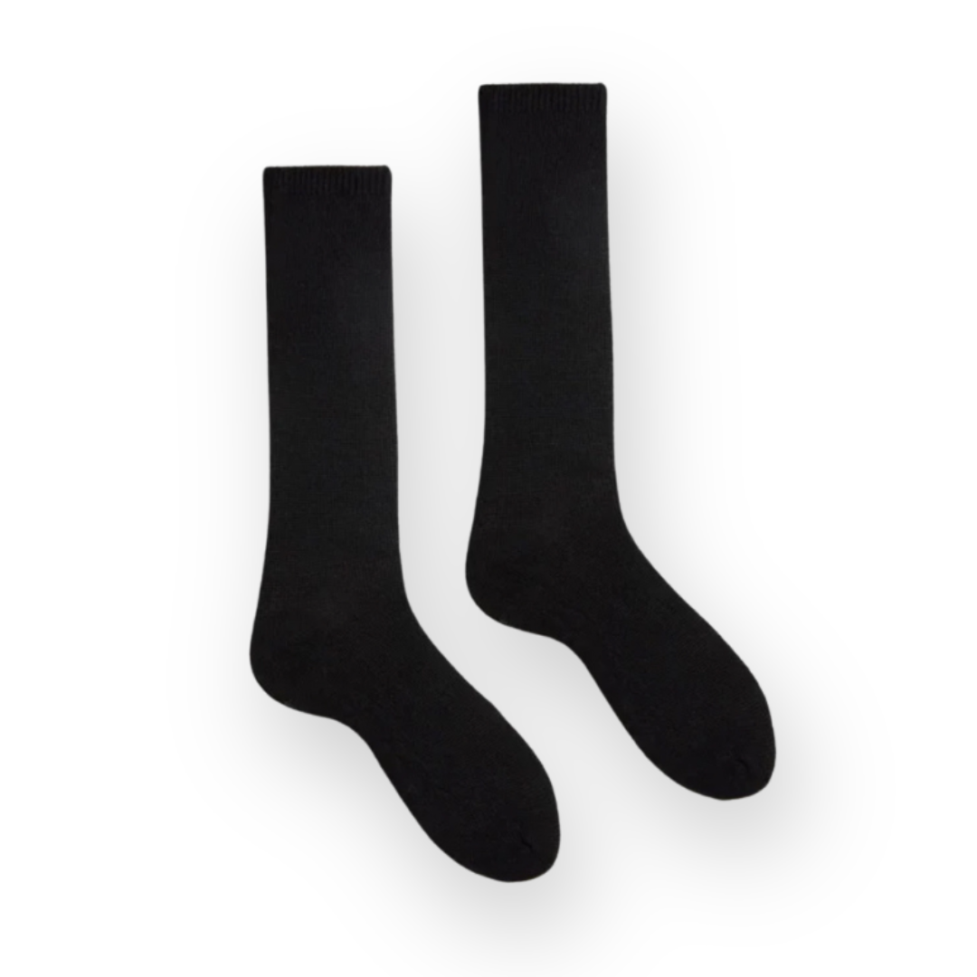 LISA B. - WOMEN'S SOLID WOOL CREW SOCK IN BLACK CASHMERE