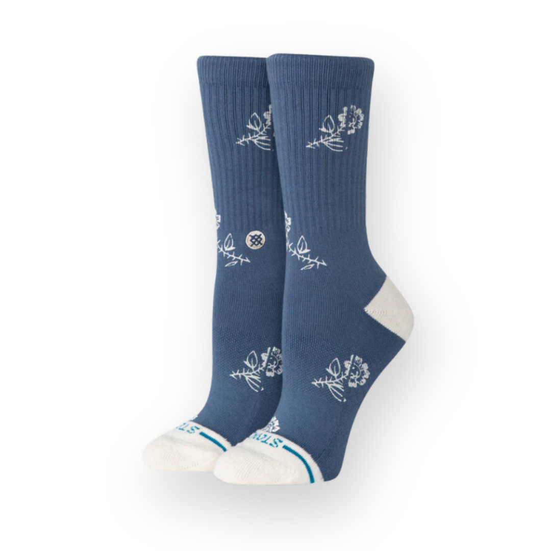 STANCE - W PETITE BLOOM CREW SOCK IN SEABLUE