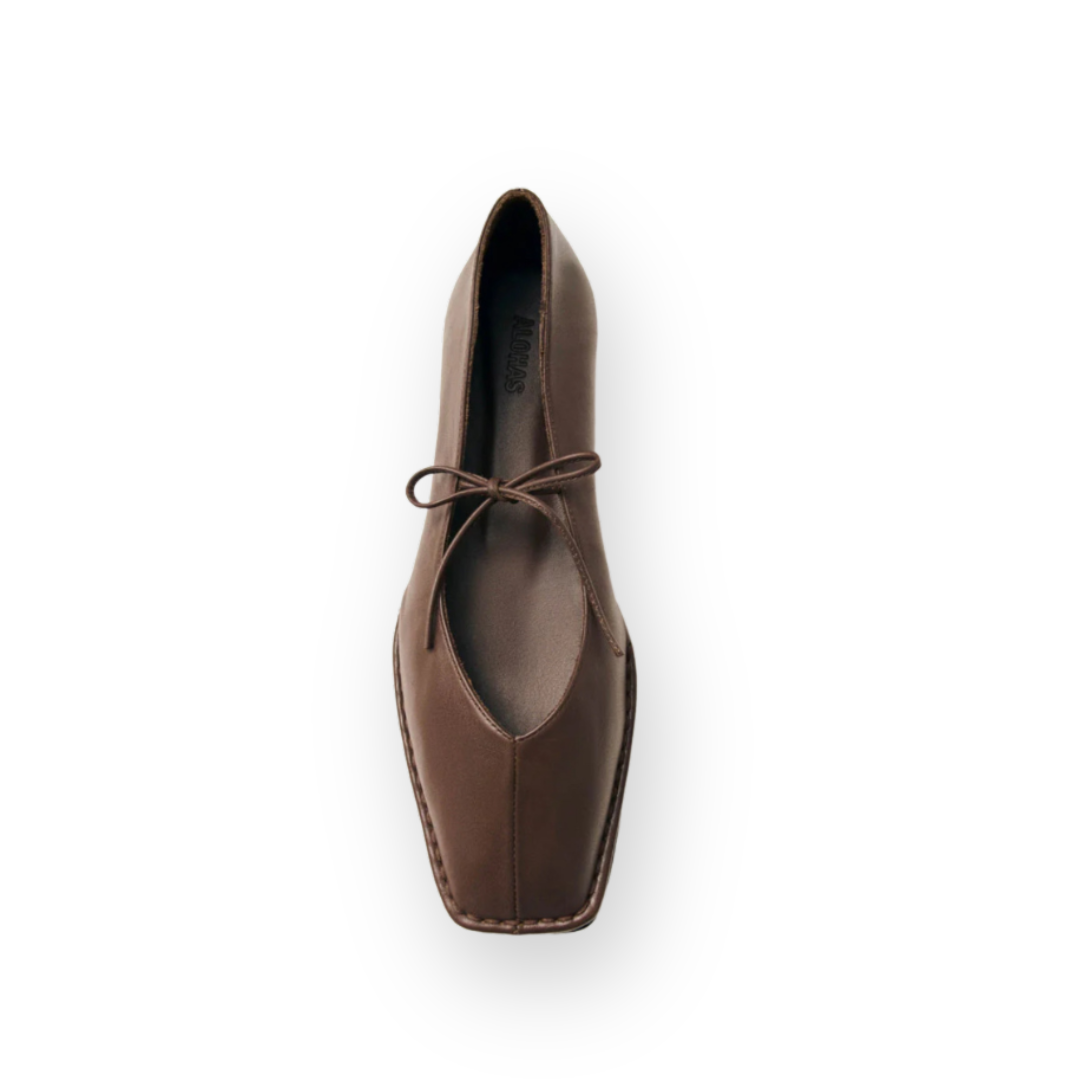 ALOHAS - SWAY FLAT IN CHESTNUT BROWN LEATHER