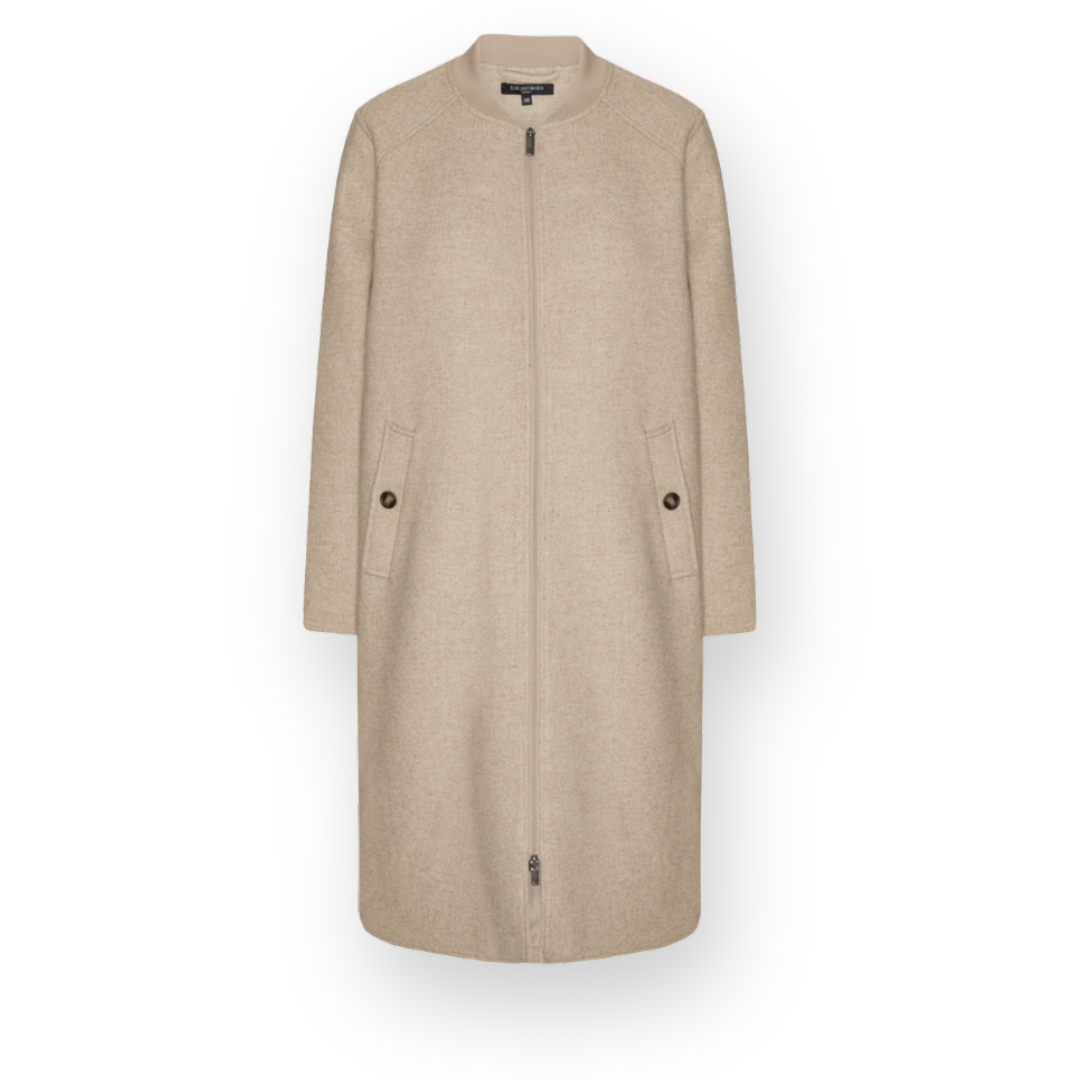 ILSE JACOBSEN - LONG ZIPPED02 COAT IN WHEAT