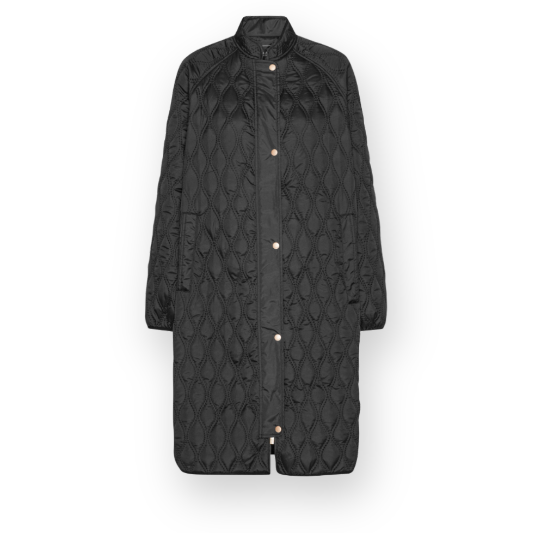 ILSE JACOBSEN - LONG QUILTED05 JACKET IN BLACK