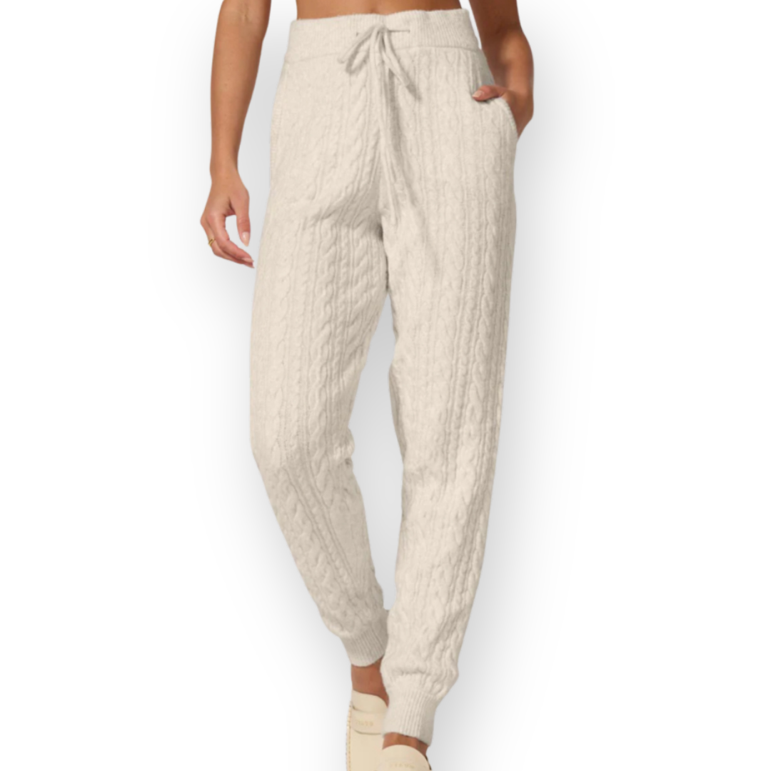 MPG SPORT - CABLE KNIT JOGGER IN HEATHER MOONBEAM