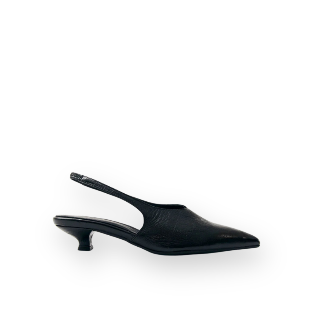ALOHAS - EROS SLINGBACK PUMP IN BLACK LEATHER