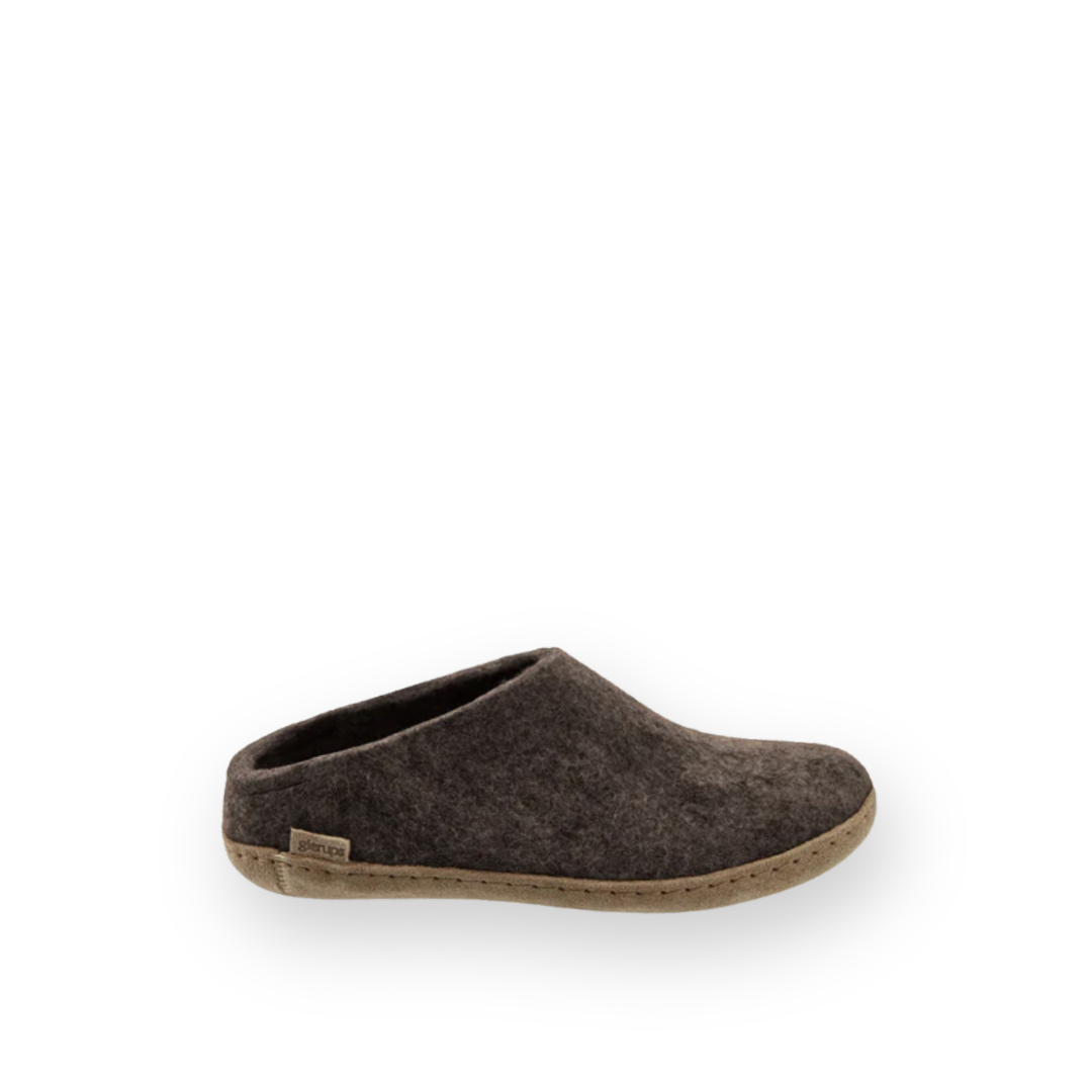 GLERUPS - SLIP ON LEATHER SOLE IN BROWN WOOL