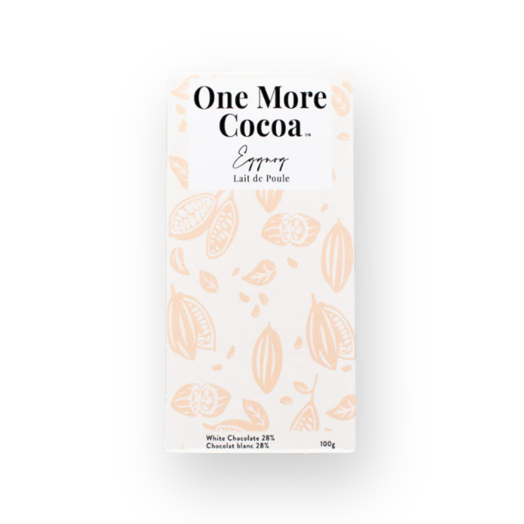 ONE MORE COCOA - GOURMET CHOCOLATE BAR IN EGGNOG WHITE CHOCOLATE