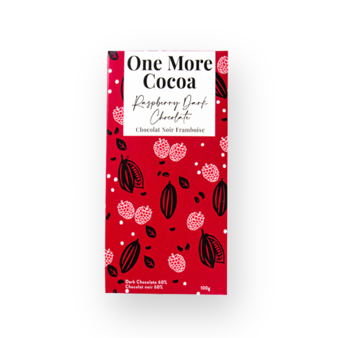 ONE MORE COCOA - GOURMET CHOCOLATE BAR IN RASPBERRY DARK CHOCOLATE
