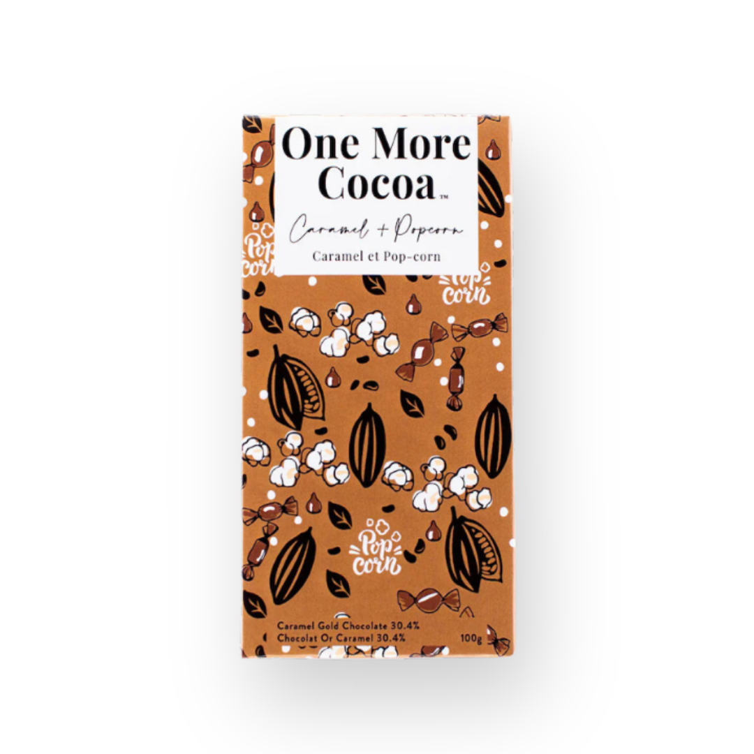ONE MORE COCOA - GOURMET CHOCOLATE BAR IN CARAMEL + POPCORN