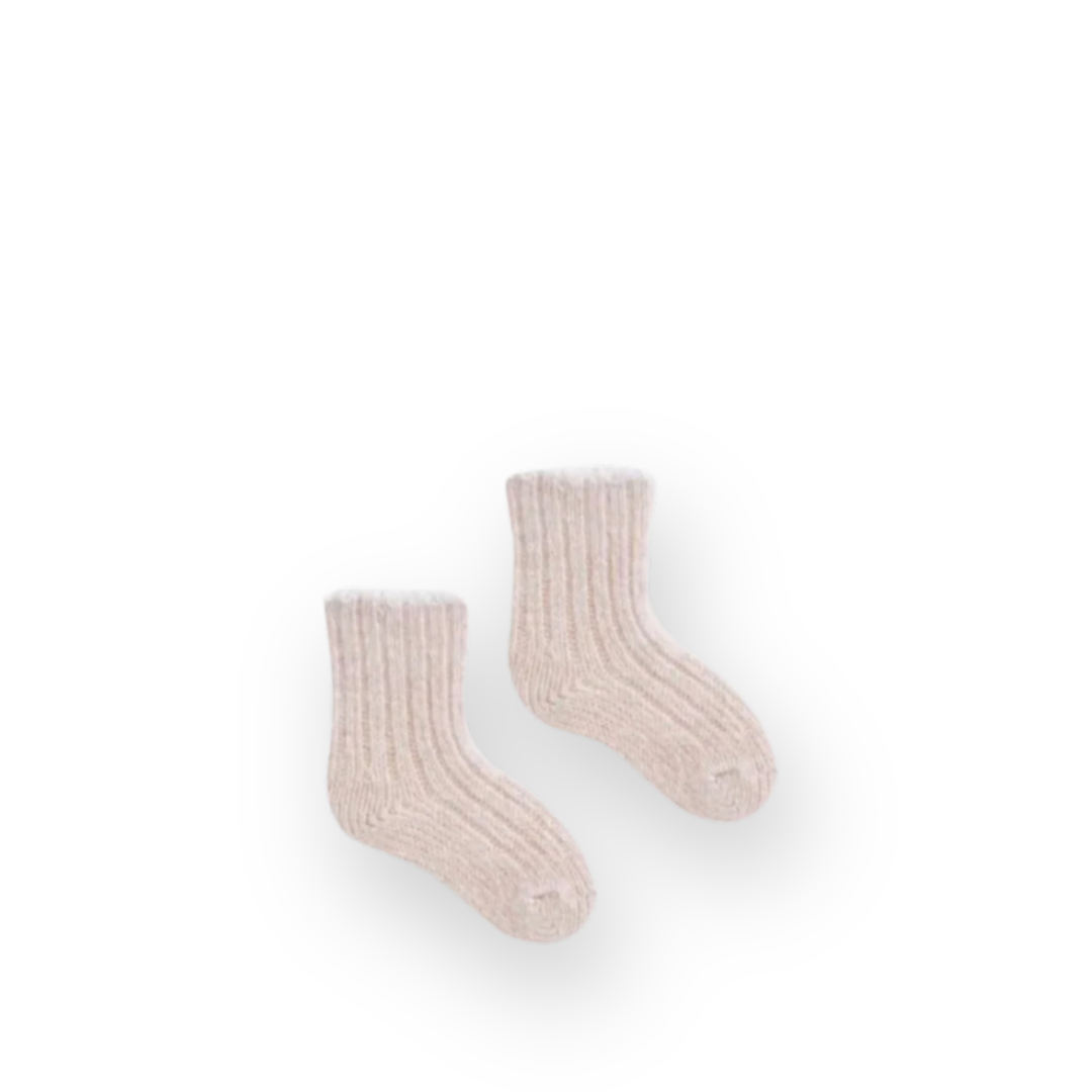 LISA B. - BABY TIPPED RIB WOOL SOCK IN CREME CASHMERE