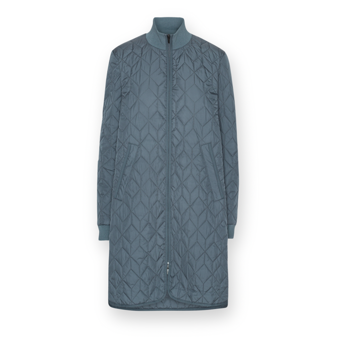 ILSE JACOBSEN - LONG PADDED QUILTED06 COAT IN OMBRE BLUE