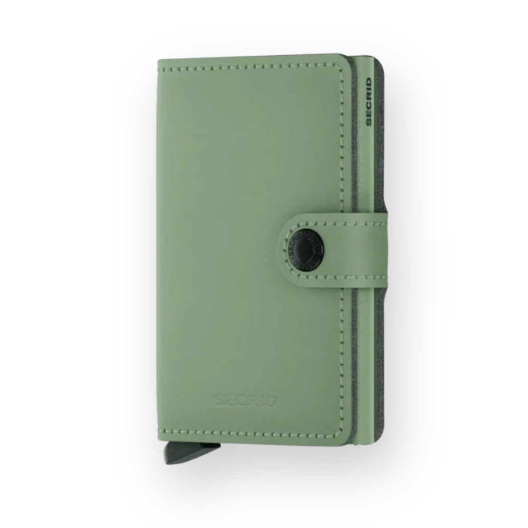 SECRID - MINIWALLET IN YARD POWDER PISTACHIO VEGAN LEATHER