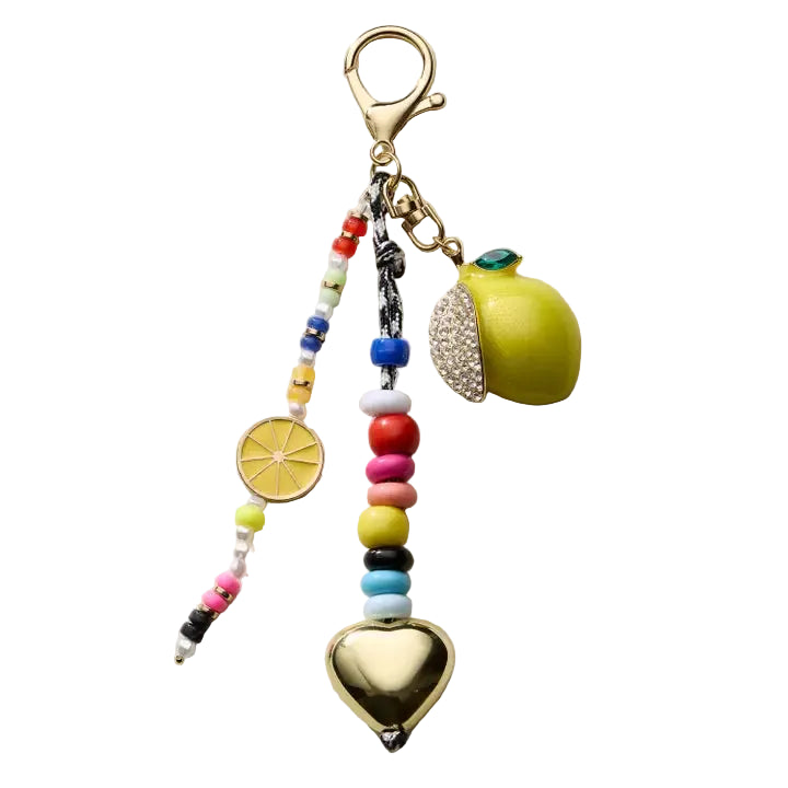 FREM - COLORFUL LEMON CHARM KEYCHAIN WITH ENAMEL ACCENTS
