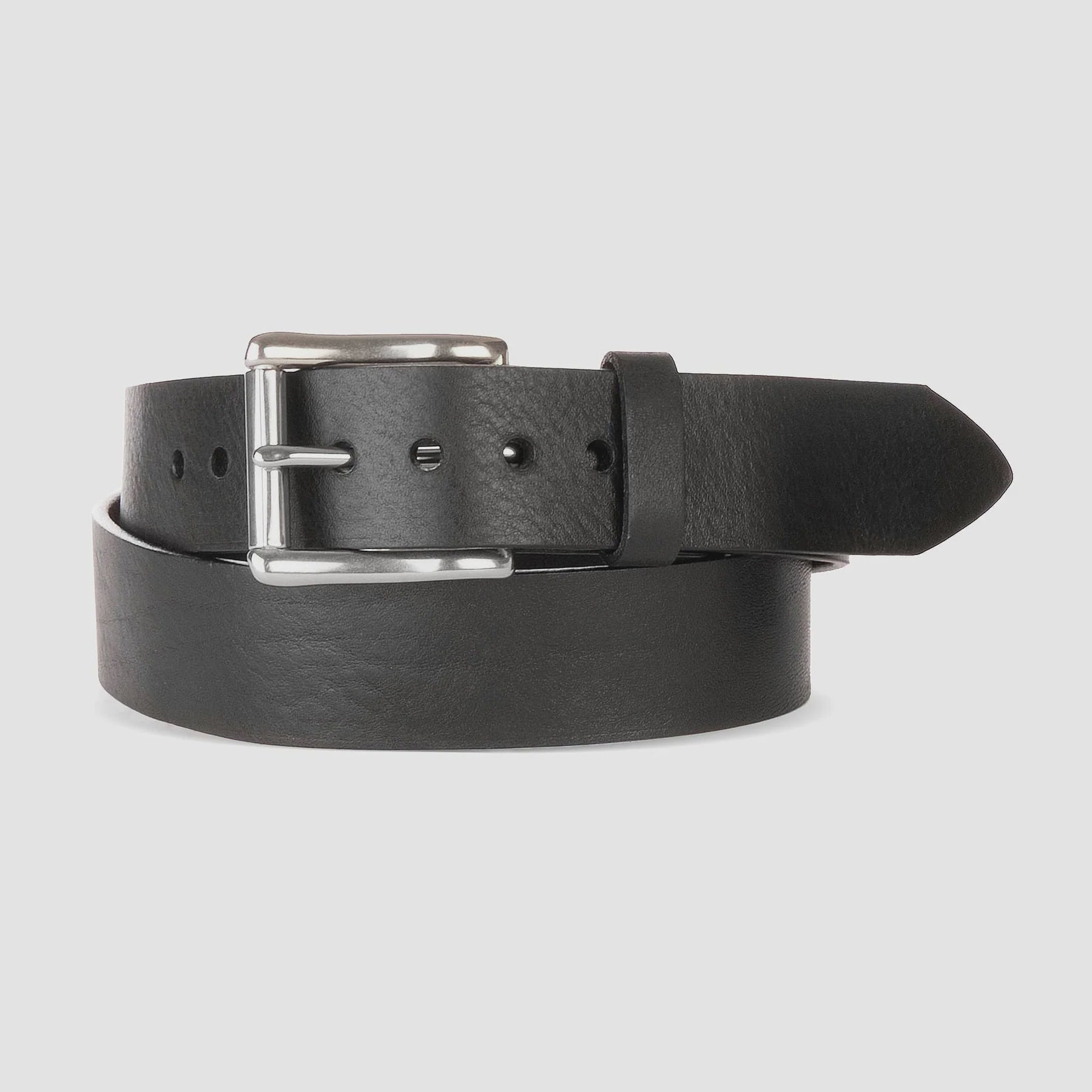 BRAVE LEATHER - MEN'S CLASSIC LEATHER BELT IN BLACK/SILVER
