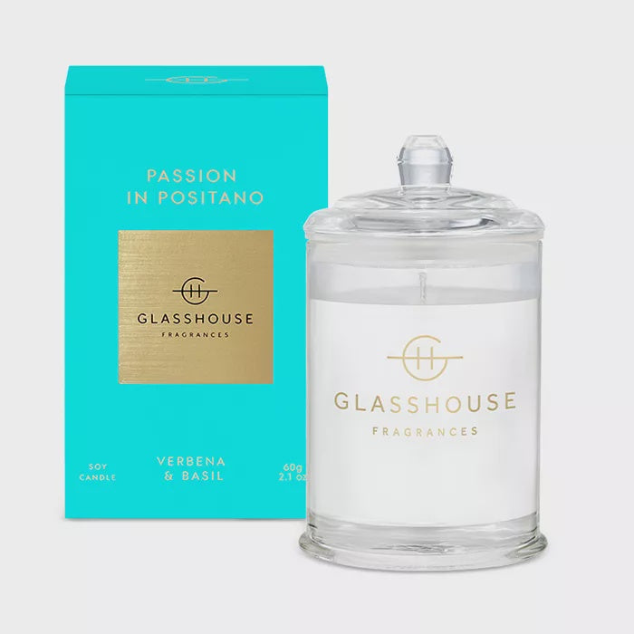 GLASSHOUSE FRAGRANCES - MINI SOY CANDLE IN PASSION IN POSITANO