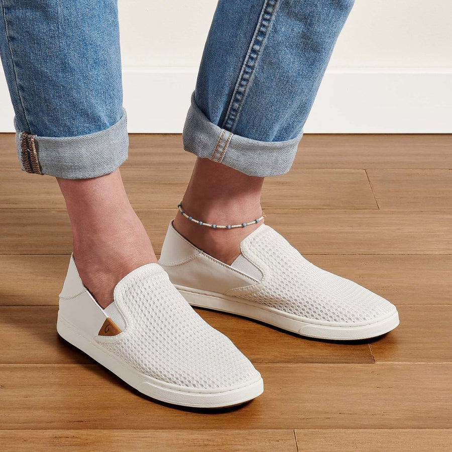 OLUKAI - PEHUEA SLIP ON IN BRIGHT WHITE TEXTILE