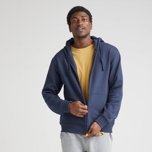RICHER POORER - MEN'S RECYCLED FLEECE FULL ZIP HOODIE IN BLUE NIGHTS - the  Urban Shoe Myth